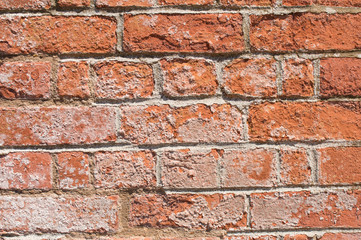 Red Brick, Faded White Wash Wall for Background or Texture