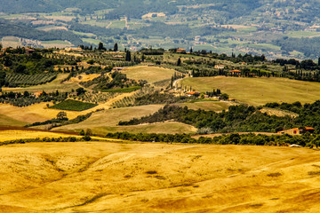 Naklejka premium vista scorcio di pienza colline panorama