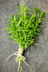 savory herb on wood