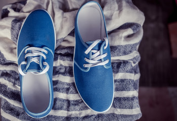 Men's blue loafers, masculine style