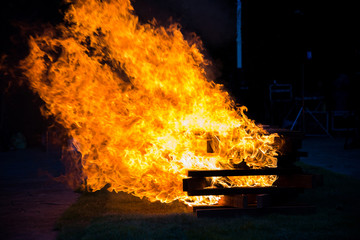 Obraz premium Camp fire burning wood