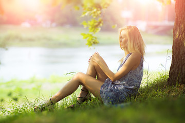 Pensive girl outdoor