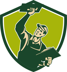 Plasterer Mason Worker Trowel Shield Retro