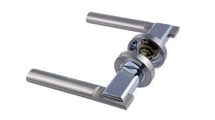 Door handle for silver on a white background 