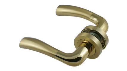 Door handle in gold on a white background 