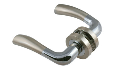 Door handle for silver on a white background 