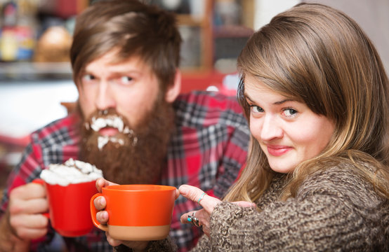 Smiling Woman with Sloppy Man