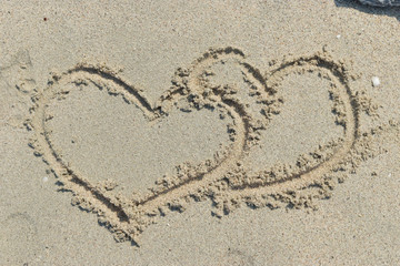 heart shape image on sand