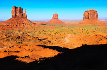 The Three Famous Buttes at Monument Valley Navajo Tribal Park