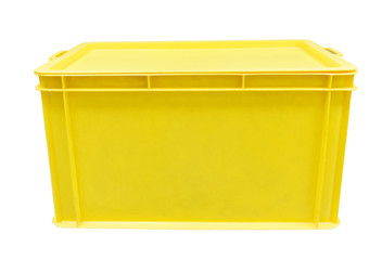 yellow plastic box packaging of finished goods product