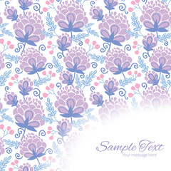Fototapeta na wymiar Vector soft purple flowers frame corner pattern background