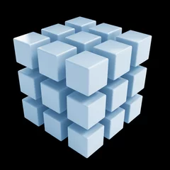 Tuinposter Business concept - 3D block cubes render on white © 123dartist