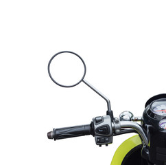 Close up left handle of modern motorcycle