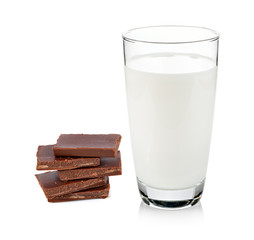 milk and chocolate bars on white background
