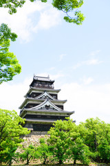 Naklejka premium 青空と広島城