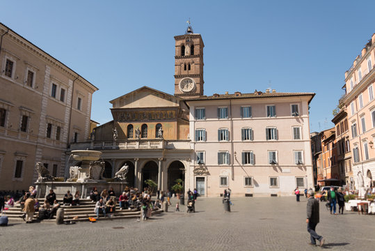 Facade of Basilica di Santa Maria in Trastevere