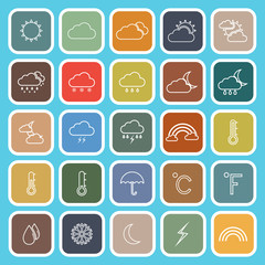 Weather line flat icons on blue background © punsayaporn