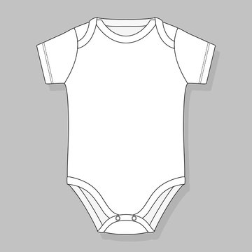baby bodysuit flat sketch template isolated on grey background