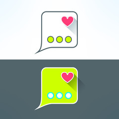 Vector simple chat icon with heart in modern flat design