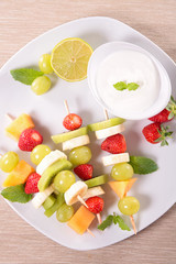 fruits and yogurt sauce