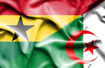 Waving flag of Algeria and Ghana
