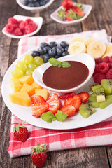 fruit and chocolate sauce