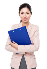 Businesswoman hold with clipboard