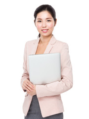Businesswoman hold with laptop computer