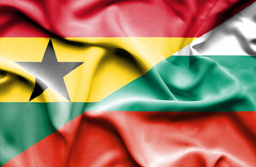 Waving flag of Bulgaria and Ghana