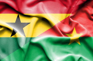 Waving flag of Burkina Faso and Ghana