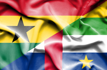 Waving flag of Central African Republic and Ghana