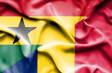 Waving flag of Chad and Ghana