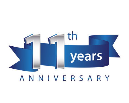 11 Years Anniversary Logo Blue Ribbon