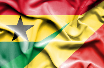 Waving flag of Congo Republic and Ghana