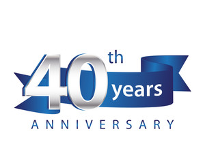 40 Years Anniversary Logo Blue Ribbon