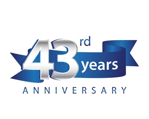 Foto op Aluminium 43 Years Anniversary Logo Blue Ribbon © vectorlia