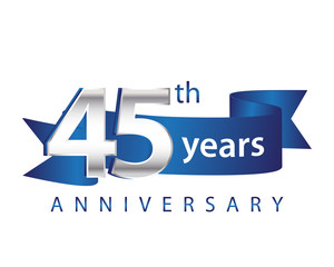 45 Years Anniversary Logo Blue Ribbon