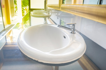 basin in the restroom