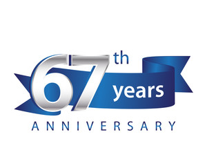 67 Years Anniversary Logo Blue Ribbon