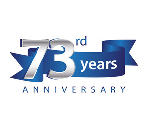 73 Years Anniversary Logo Blue Ribbon