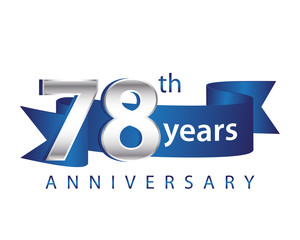 78 Years Anniversary Logo Blue Ribbon