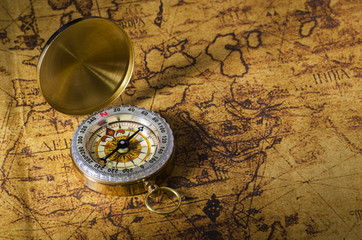 Compass on old map