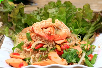 Shrimp glass noodles salad and - Asia food