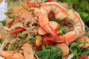 Shrimp glass noodles salad and - Asia food