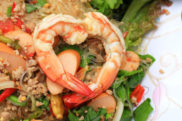 Shrimp glass noodles salad and - Asia food
