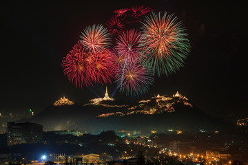 Festival firework annual at Phetchaburi province,Thailand