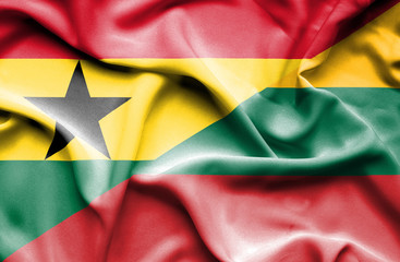 Waving flag of Lithuania and Ghana