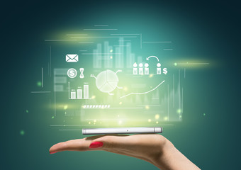 Woman hand with mobile phone on it