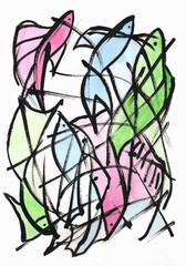 Fish Abstract / Abstract watercolor drawing, reminiscent of aquarium fish, bright colors
