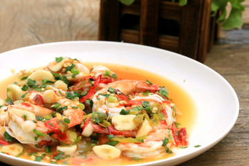 Spicy salad and shrimp - asia food